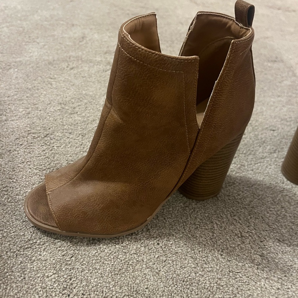 Altar'd State Tan Peep-Toe Ankle Booties - Picture 6 of 9